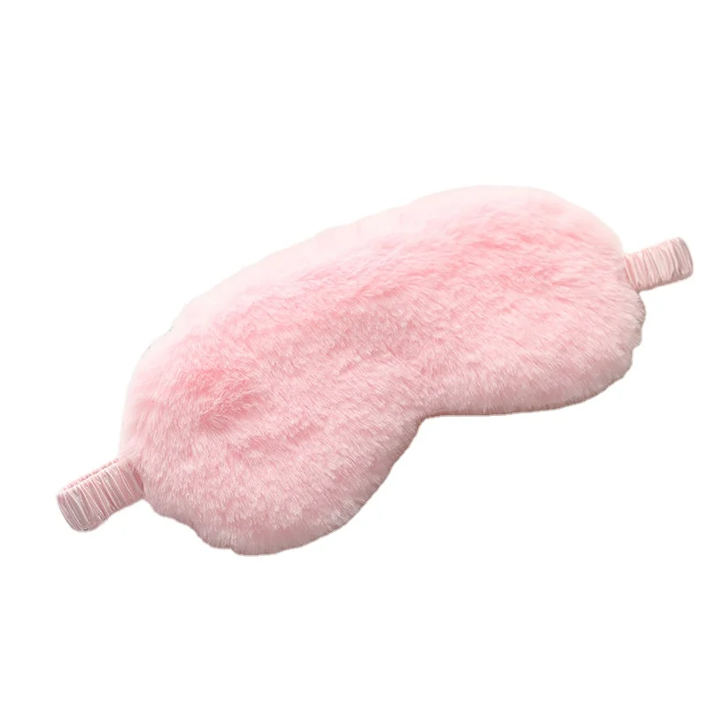 

Hot Sale Private Label Custom Logo Cute Rabbit Hair Pink Plush Sleep Eye Mask With High Quality, Customized color