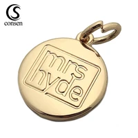 

Round shape necklace pendant custom gold logo engraved metal charms for bracelet