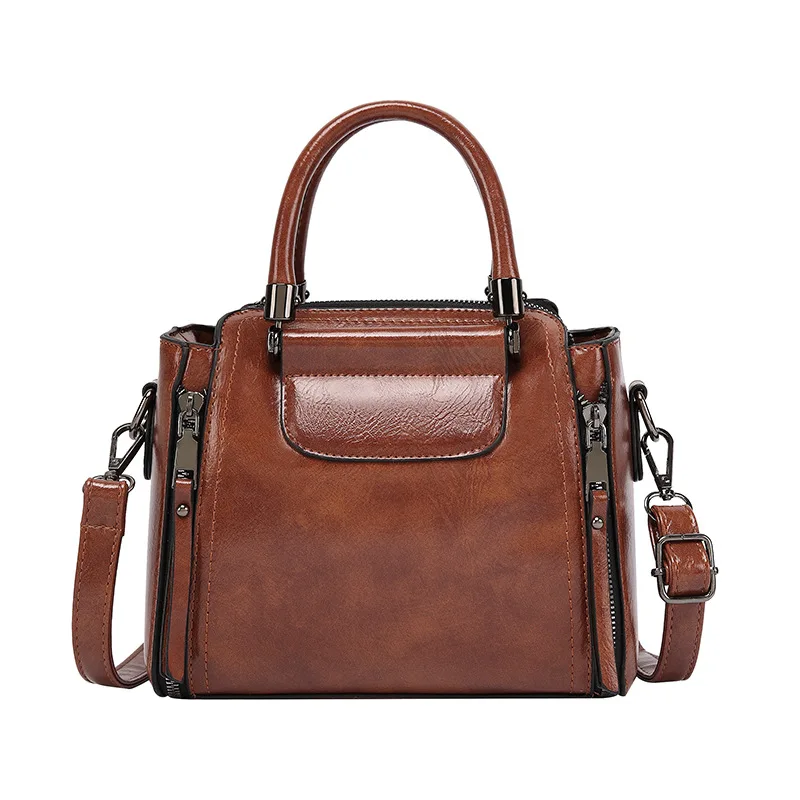 

2021 New Retro Fashion Oil Wax Leather Shoulder Bag for women