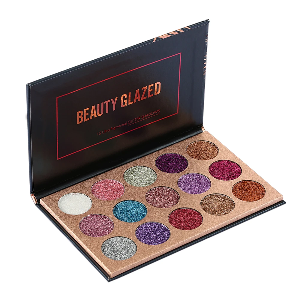 

BEAUTY GLAZED Eyeshadow 15 Colors Palette Glitter Pressed Glitters Makeup Palette Diamond Cosmetic Magnet Palette