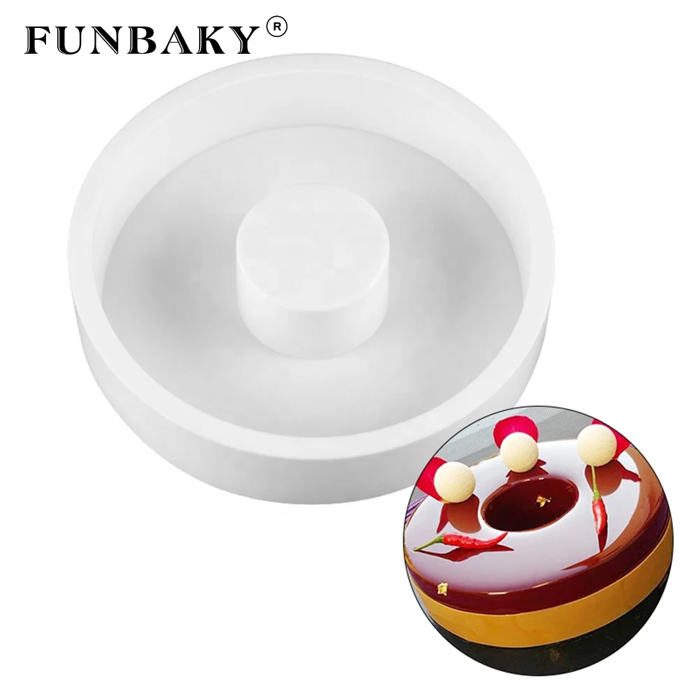 

FUNBAKY JSC2430 single silicone mold round doughnut shape mousse cake baking molds large size bagel cake making tools, Customized color