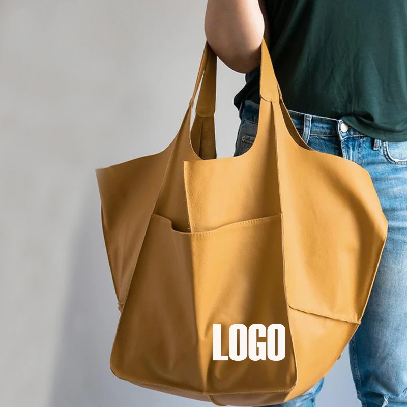 

drop shipping handbag 1pcs low price custom logo ladies hand bags big size fashion leather shopping tote bag, Yellow,red, green,black ,navy, brown ,offee,khaki,pink ,grey