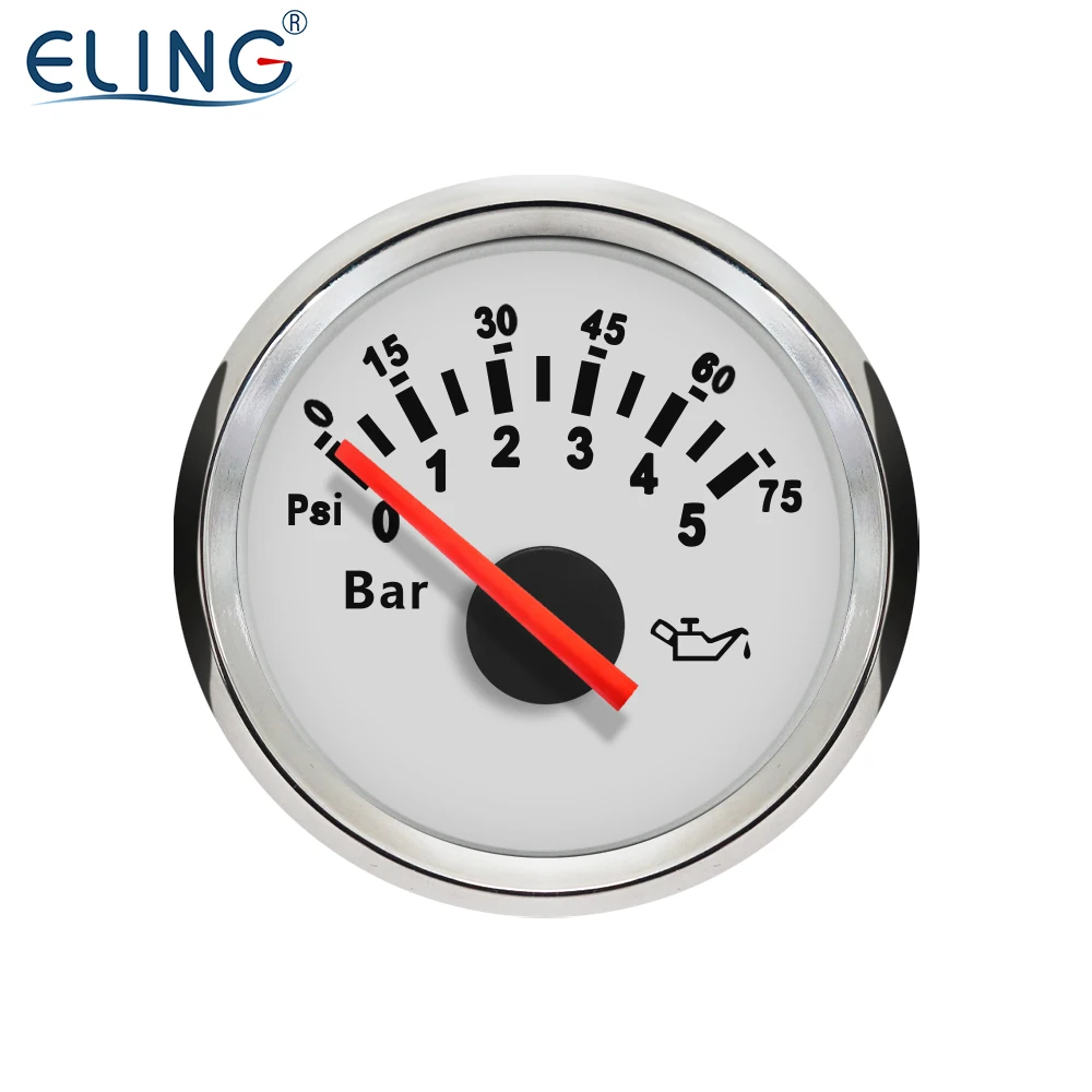 

ELING 52mm(2") Oil Pressure Gauge Meter 0-5bar 0-75PSI with Backlight 9-32V