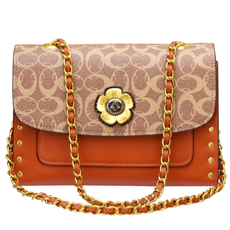 

2022 Fashion Gold Metal Chain Pu Leather Armpit Retro Shoulder Small Square Bag Top Quality Luxury Brand Bag for Woman, Picture color