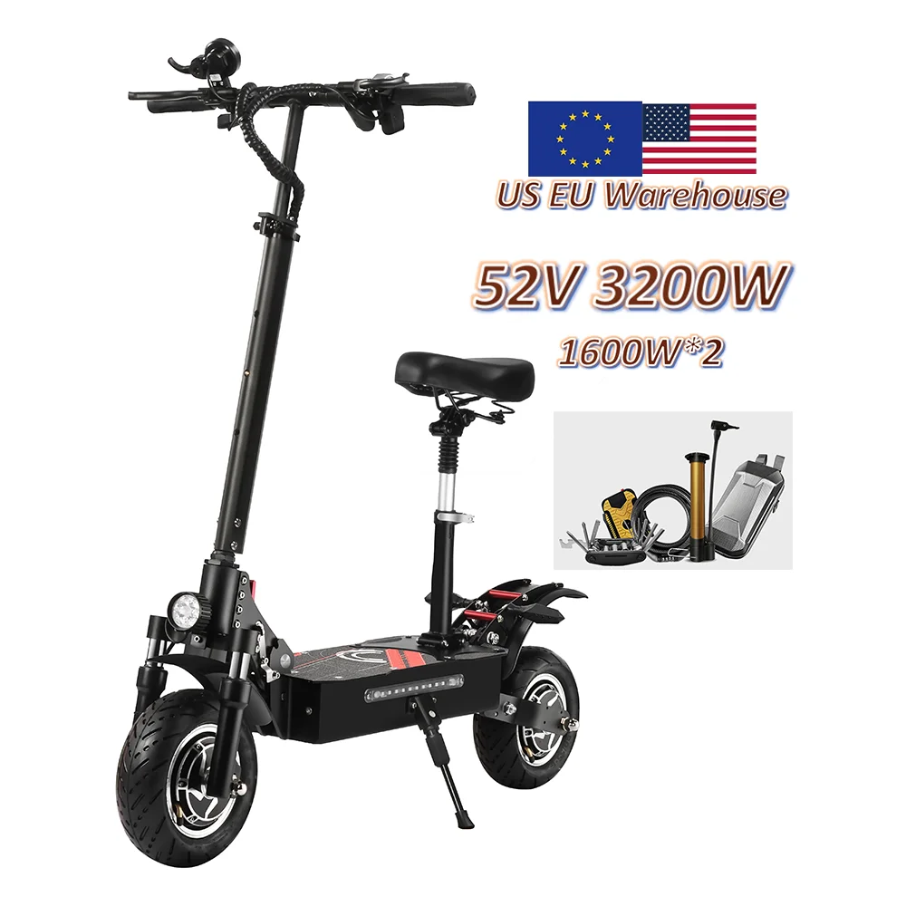 

52V 10 INCH Cheap 2 wheel electric scooters electrico 3200w powerful adult fast elektrik elektric E scooter