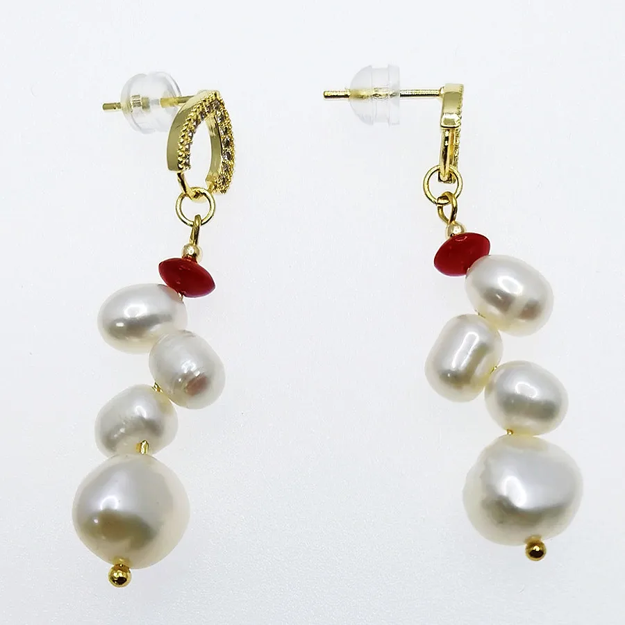 

E472 The New Listing Small 18k gold plated Elegant white pearl Bridal Pearl Stud Earrings for Wedding Bride