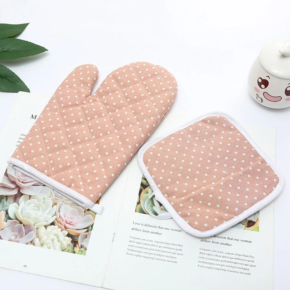 

Microwave Oven Gloves Thickened Heat Resistant Oven Gloves Kitchen Baking 2-piece Cotton Linen Glove, Picture