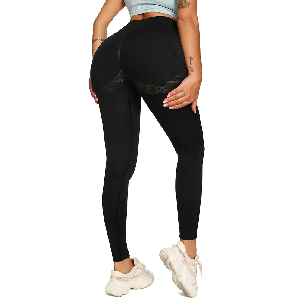 

New Arrival Seamless High Waist Buttocks Yoga Pants Quick-drying Breathable Sports Leggings, Navy, pink, hemp green, black