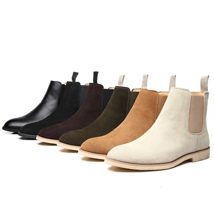 

Wholesale Luxury Hommes Hombre High Top Rubber Sole Brown Pure Leather Classic Work Ankle Suede Leather Men's Chelsea Boot