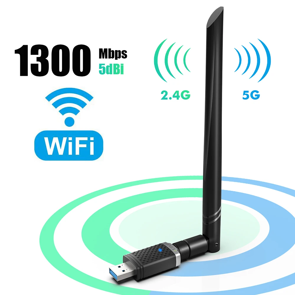 

EDUP EP-AC1686 1300Mbps 802.11AC USB Wi-Fi Adapter Wireless Dongle External Antenna Portable Netword WiFi Adapter Dongle