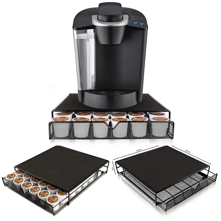 

Black Coffee Bar Accessories K Cup Holder 36 Coffee Pod Holder Storage Drawer Coffee Capsule Drawers