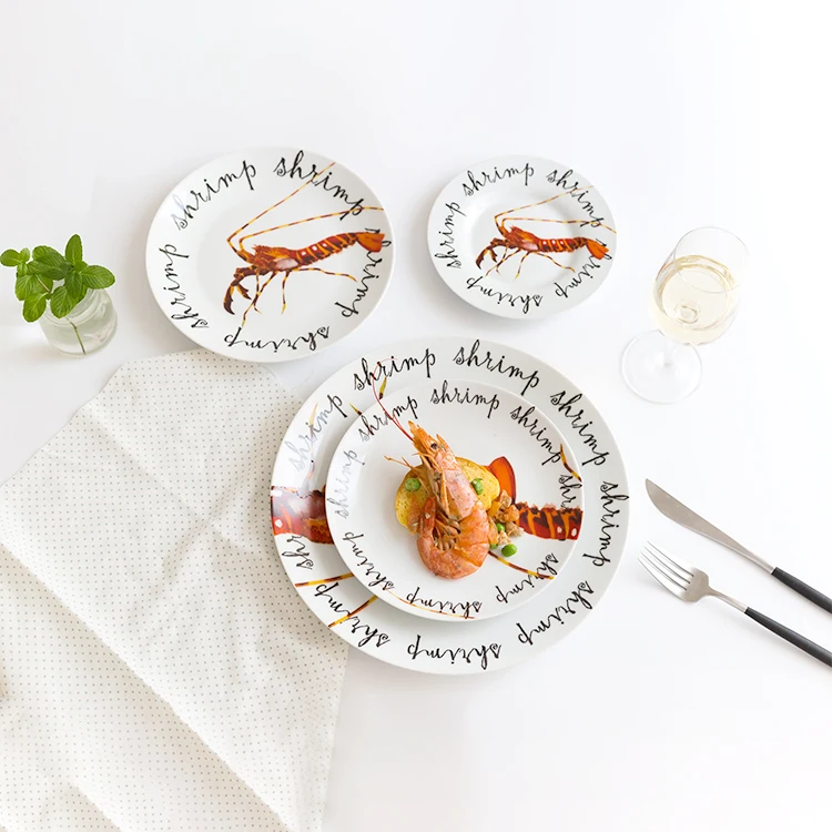 

China Multiple Models Available Lobster Porcelain Ceramic Dinner Plate For Sale Dinnerware Sets ceramic dinnerware set, Natural