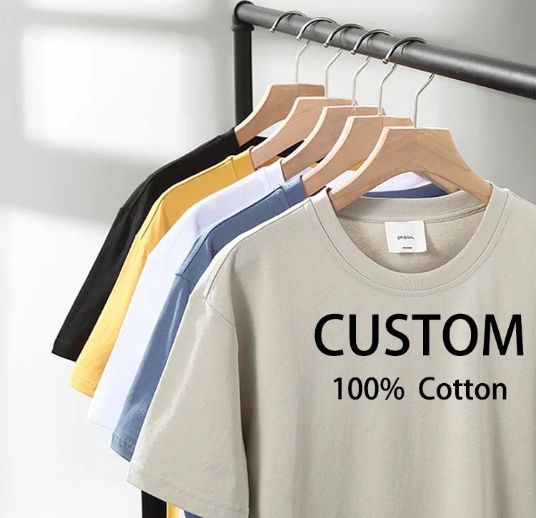 

Oem customized High Quality 270gsm 100% cotton tshirts for men customized Blank Branded LOGO Printing Plain Men's T shirt