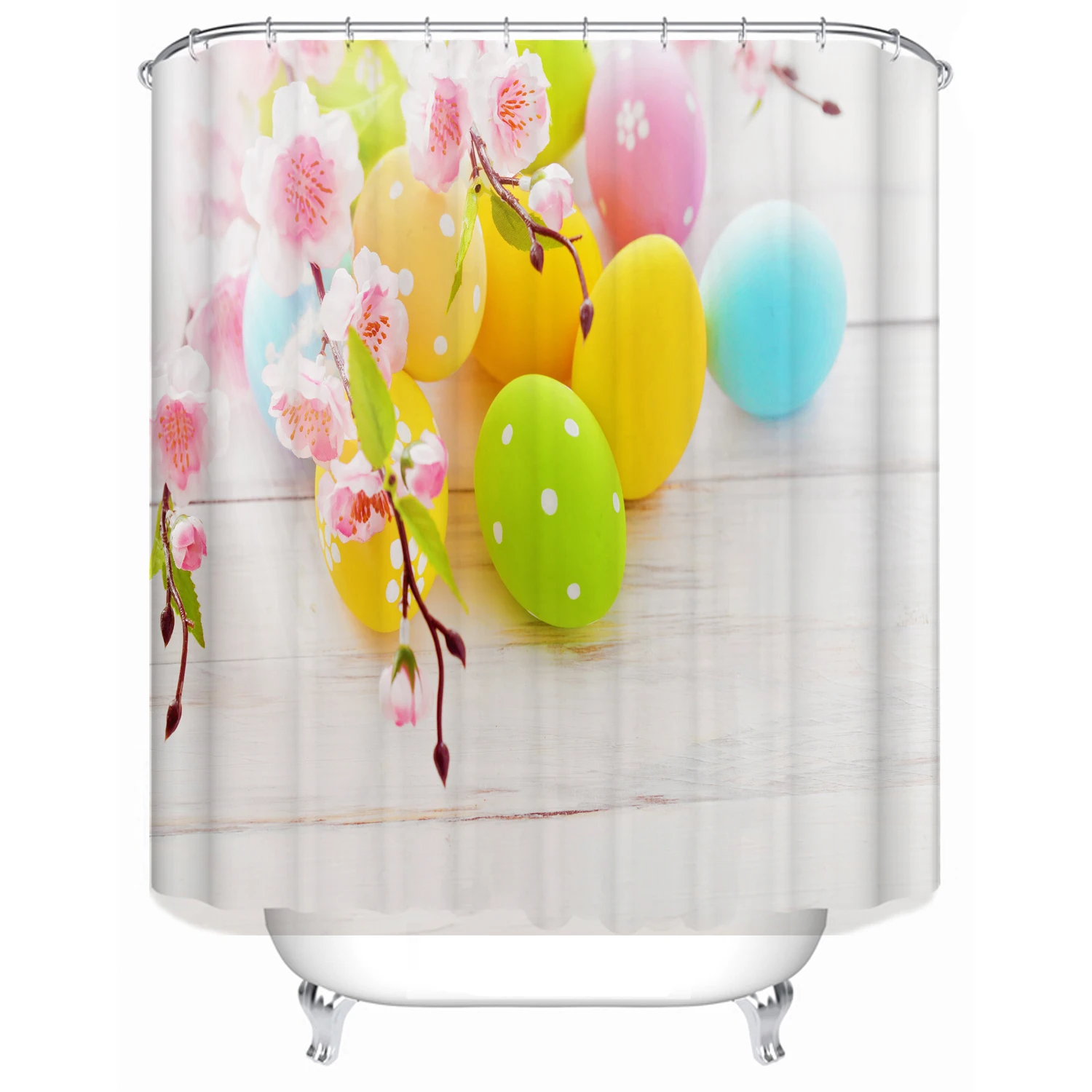 

180x180cm bathroom partition bathtub waterproof shower curtain pink flower egg can be customized printing shower curtain bathtub, Picture