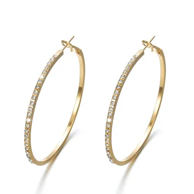 

Gold Plated Fashion Big Hoop Earrings Diamond Earrings, Gold , rose gold , sliver