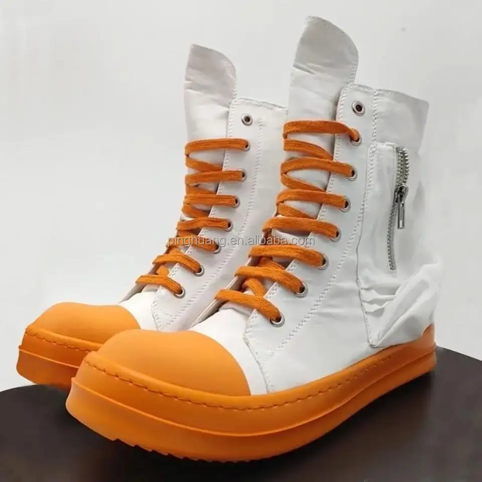 

Menrick Owens Custom Canvas Flat Canvas seavees trainers Men's Plus Size Pink Rick Owens High Boots Martin Boots Shoes
