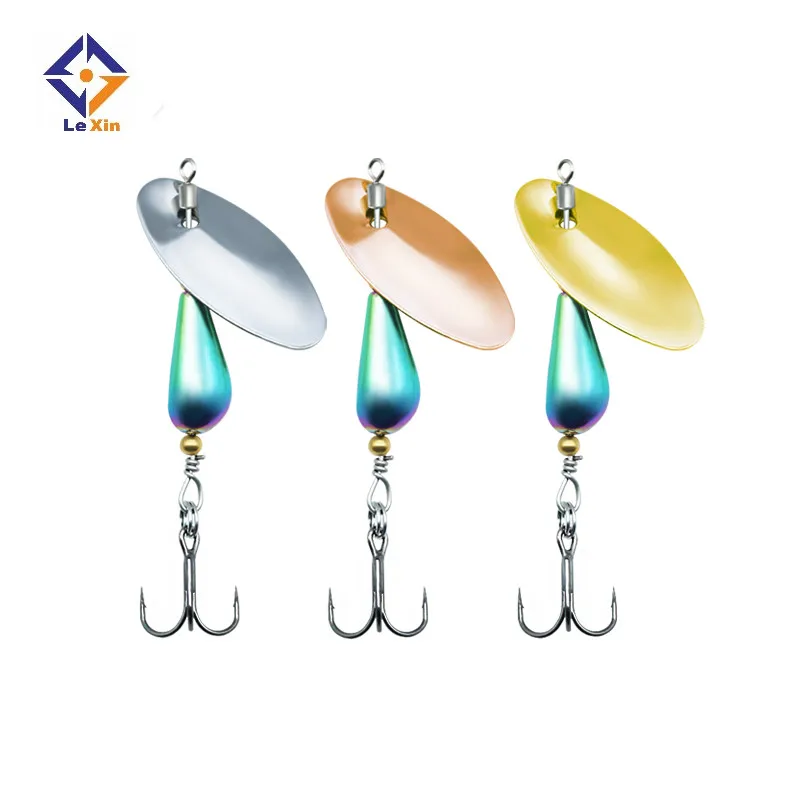 

High Quality Flying sequins Wholesale Copper material 3.5g 7g Spinner Blades with Treble hook, 9 colors