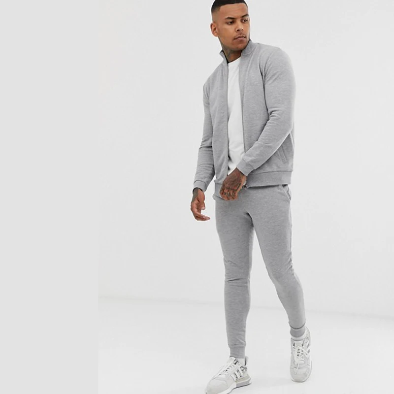 

OEM Factory Men Slim Fit Full Zipper Custom Men Jogging Tracksuit Plain Tracksuit
