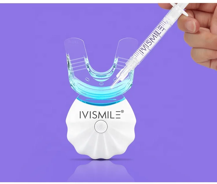 

IVISMILE CE Approved 5X Powerful LED Light 10 mins Timer HP 10% Teeth Whitening Gels Without Sensitivity Home Kit