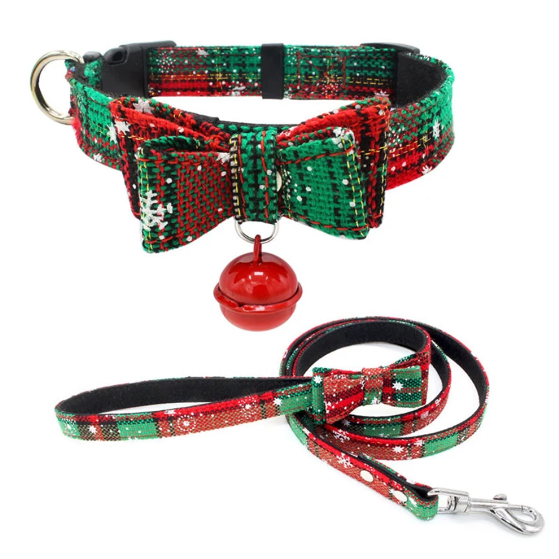 

New Luxury Custom Pet Collars Bell Pendant Dog Cat Bowknot Cute Small Pet Collar And Leash, Green/black/red