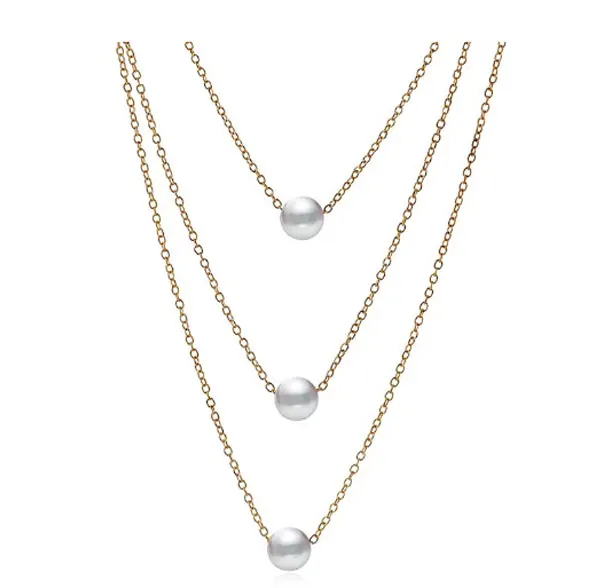 

Simple Adjustable Chain Layered Necklace Pearl Necklace for Women