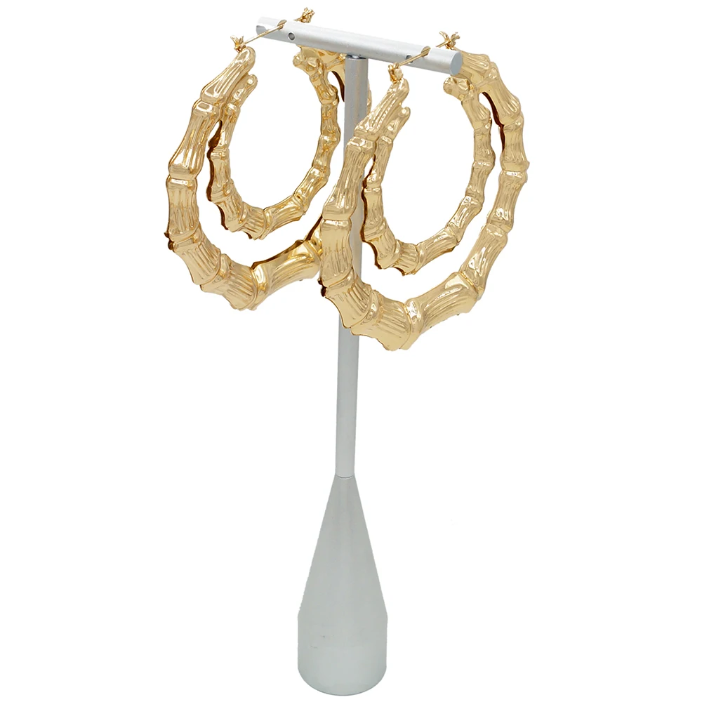 

Yulaili Bamboo Golden Silver Big Earring Beautiful Copper Earrings Color Lasting Chandelier Clip-on Cuff Earring Dangler Eardrop