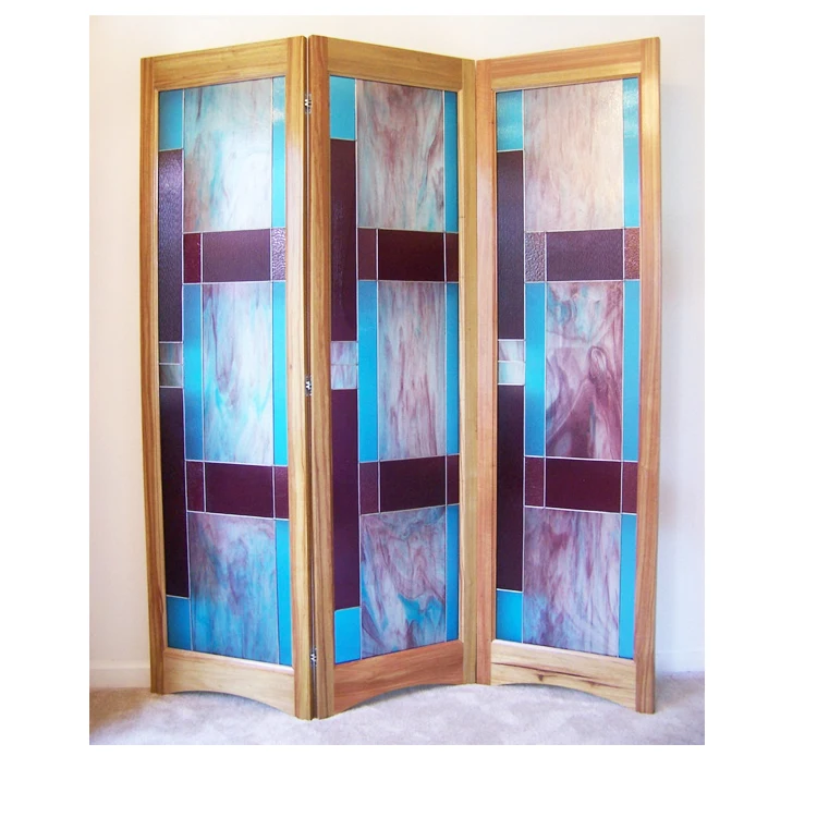 

2018 new design clear stained glass room divider, Frosted