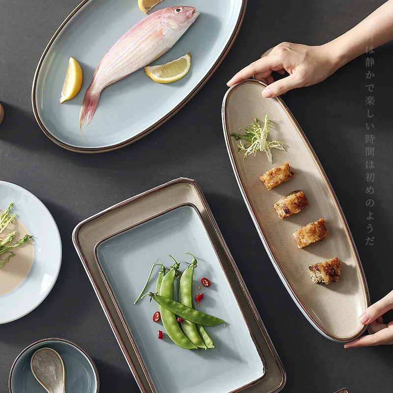 

Japanese dishes set ceramic tableware household rice bowl Serving plate modern minimalist creative personality hotel tableware, Mix