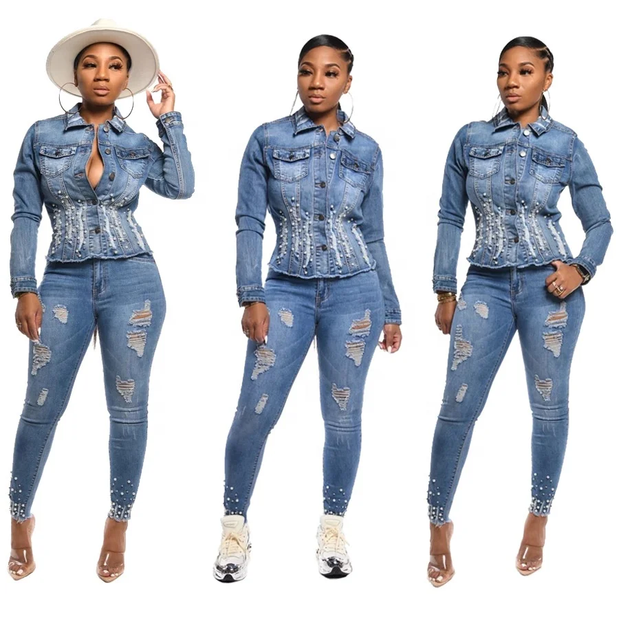 

B62609A Hot style American sexy fashion women's dress slim denim jacket