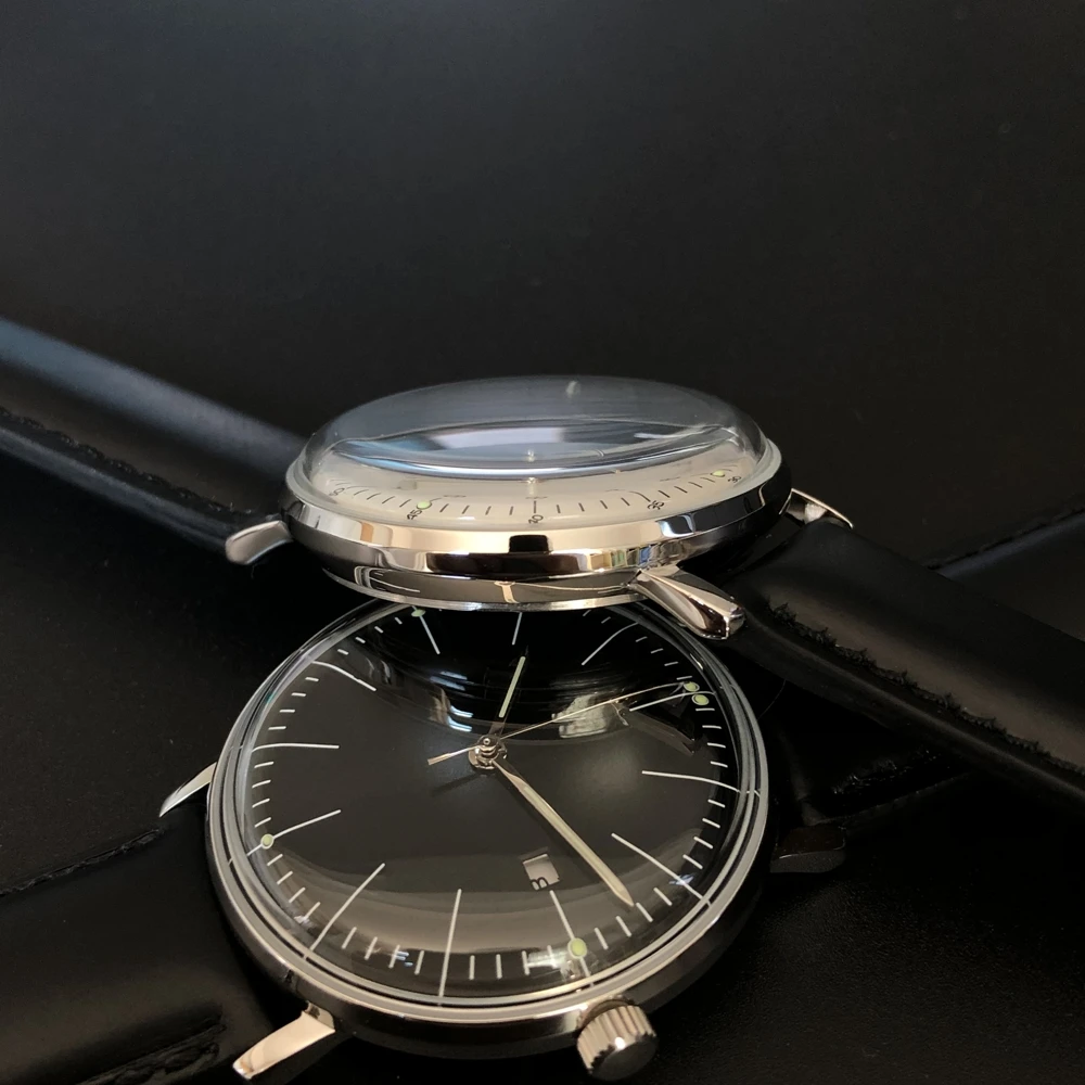 45mm big wrist watch VK64 quartz movement 2 eyes 5ATM 316L stainless steel multi-function men's watch Mineral