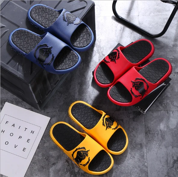 

Best seller black printing fashion beach women slides shoes men soft indoor mens house slippers, White, yellow, red, black, blue