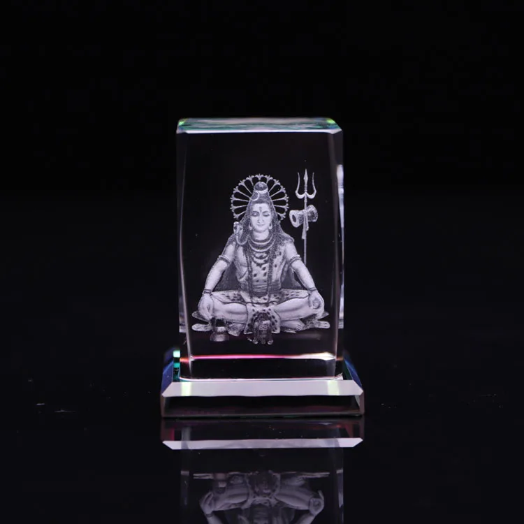 Small Bridge Customization Souvenir Hindu Gods 3d Blank Crystal Gifts Laser Engraving India Crystal Cube