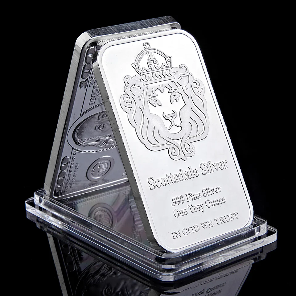 

Wholesale Scottsdale Silver 999 Fine Silver One Troy Ounce 1 Bars Bullion In God We Trust Coin With Display Case