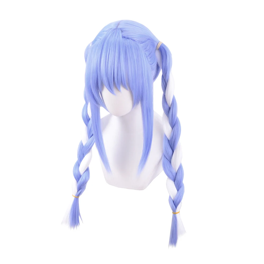 

Blue Purple and White Long 28 Inch Straight Wavy Synthetic Hair Natural Japanese Cosplay Party Female Anime Wigs, Pic showed