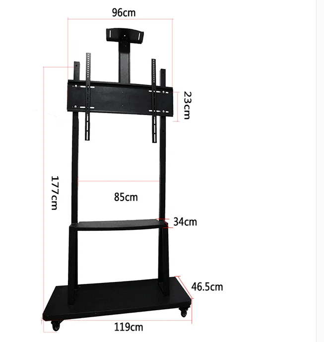 

Interactive whiteboard Mobile tv stand fixture with Wheels for interactive board, Black