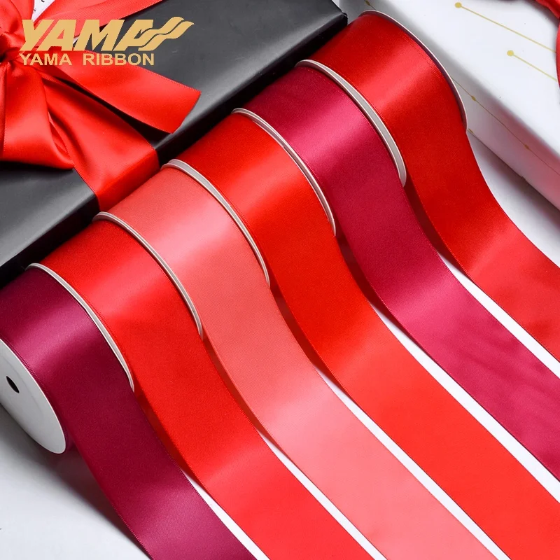 100% Polyester Double Face Satin Ribbon Roll 38mm Wide in Red for Gift Wrapping