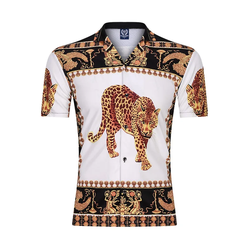 

2020 newest 3D cotton printed tiger pattern shirt african traditional men shirt short sleeve, Etc(all colors)