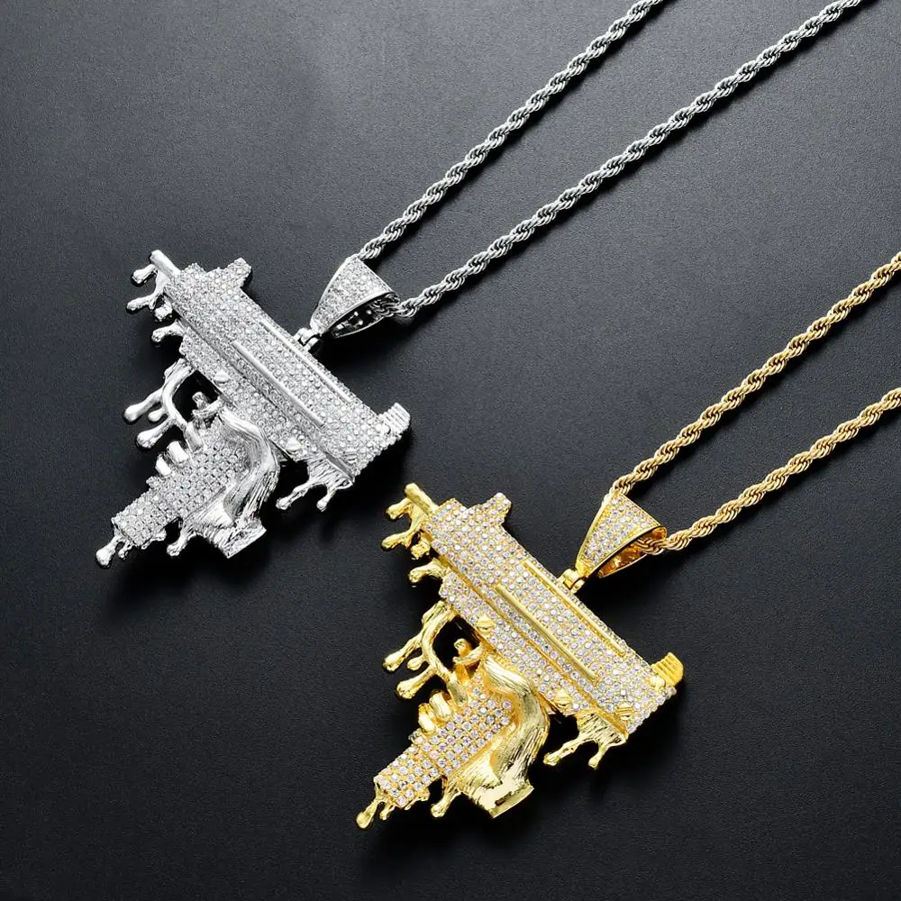 

CN140 Iced Brass CZ Pendants men's hip hop jewelry necklace party gift