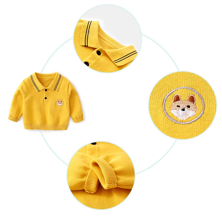 
Cartoon Embroidery kids clothing Knitted Baby Sweater kids clothes winter 