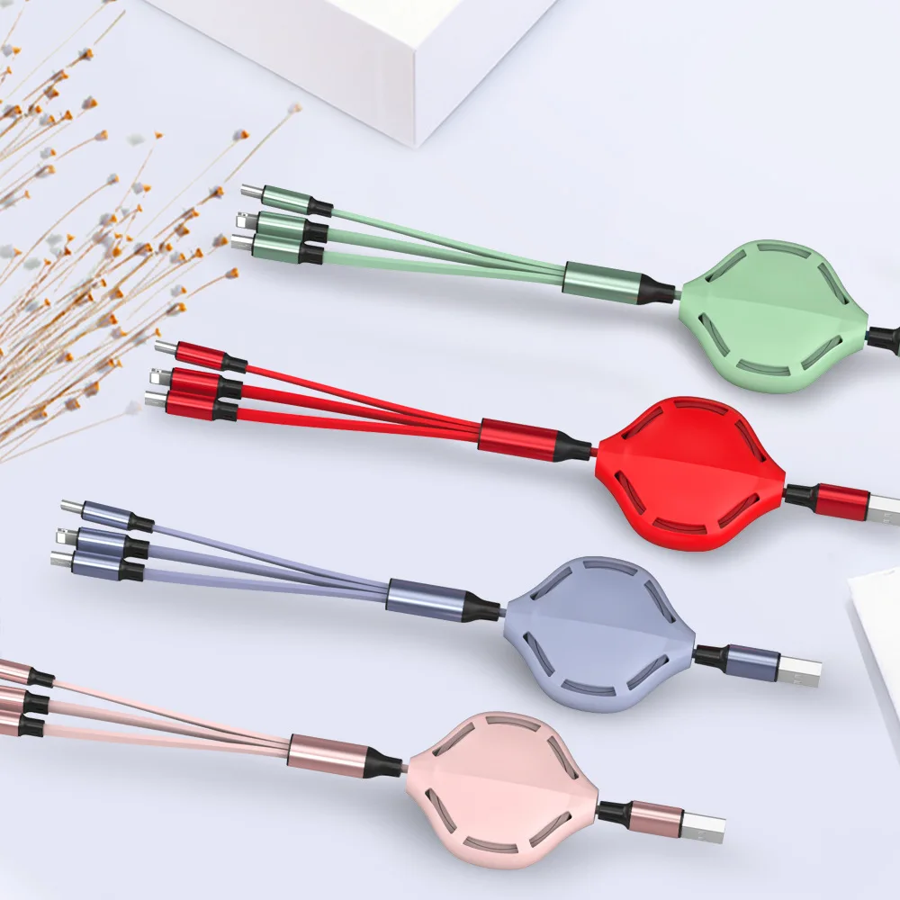 

Amazon Newest Retractable 3 in 1 Fast charging USB Data Cables Use for Apple Android Type C Colours USB Cables