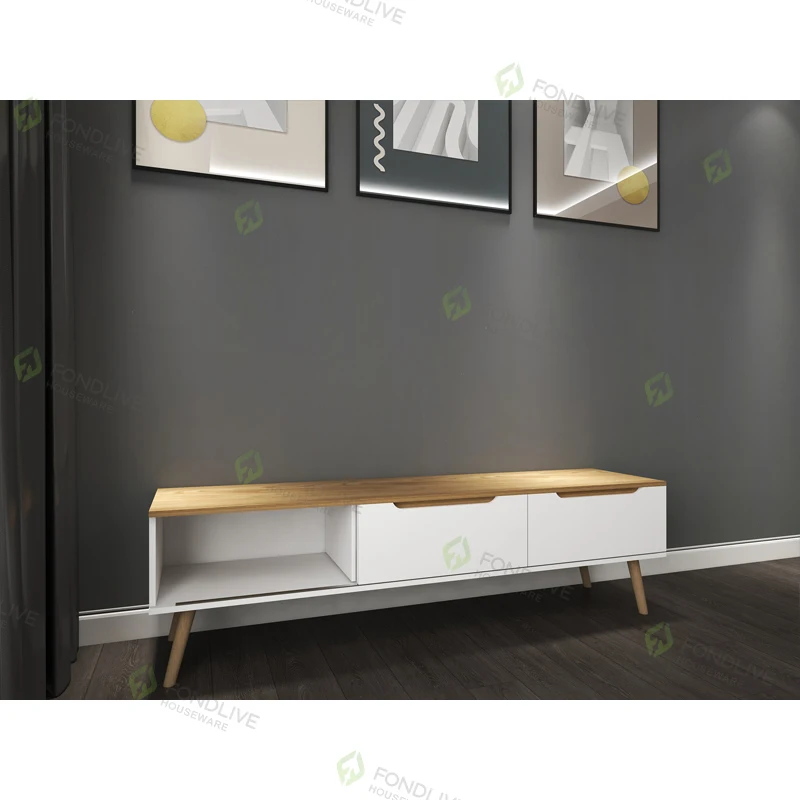 

Simple Scandinavian design living room MDF furniture set drawers wooden l shaped TV cabinet TV stand