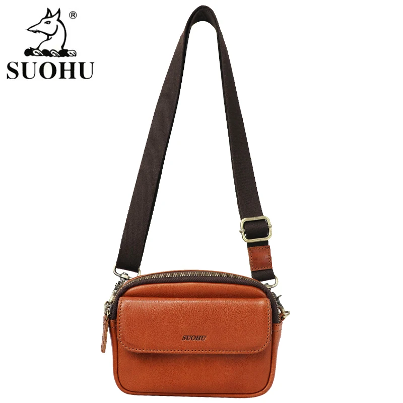 

SUOHU Crossbody Shoulder Bag Custom Casual Designer Fanny Pack Waist Bag Leather Mens Waist Bags, Coffee,dark coffee