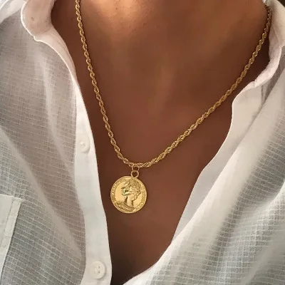 

gold plated Necklace for Women gold coin Necklace jwellery, Silver/ gold