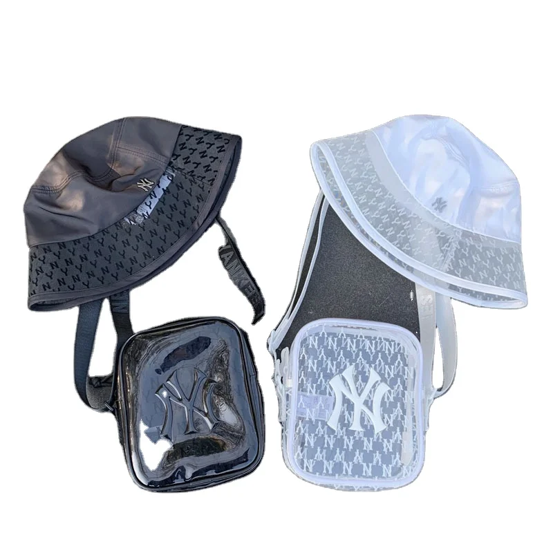 

2021 Cooler Buckets Hat Handbags Ny Purse Women Ladies Transparent Clear Hand Bags Jelly Purse Set PVC Mesh Ny Hat And Purse Set, Multi