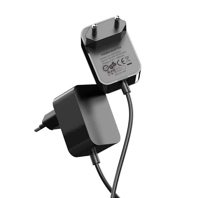 
5V 2A power adapter European standards CE GS RoHS certification EU 10W high quality fireproof material universal DC adapter 