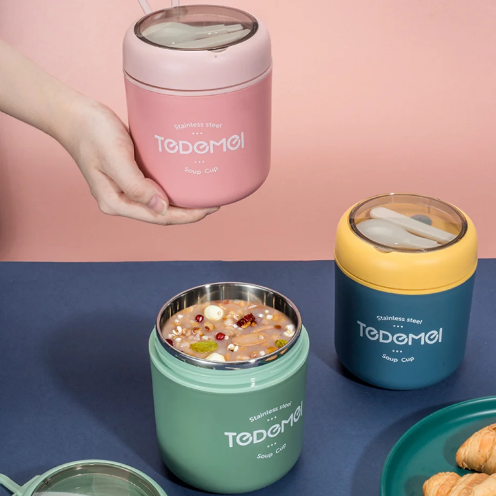 

Eco Friendly Wholesale Portable 304 Stainless Steel Lunch Box Soup Container Cup for Office Student