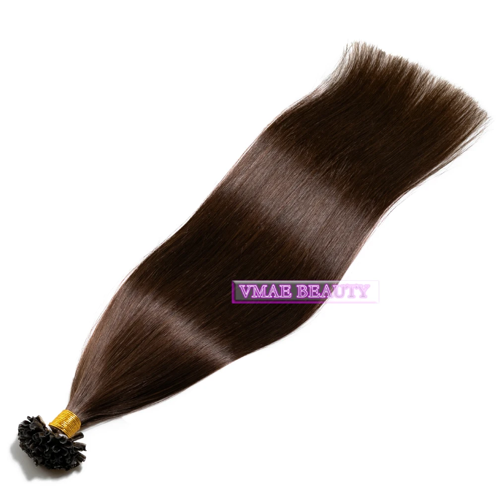 

VMAE 100g #2 #4 Darkest Brown Slik Straight Brazilian Raw Virgin One Donor Hair Weaves Pre Bonded U Tip Human Hair Extension