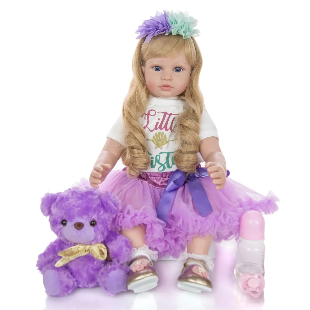 

Limited Edition 24 inch Reborn Baby Doll 60 cm Silicone Soft Lifelike Newborn Purple Princess Dolls For Child Menina Brinquedos