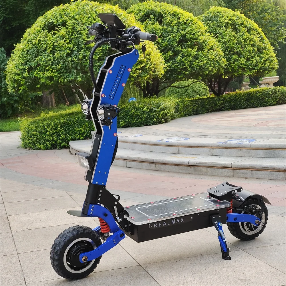 

Wholesale latest scooter REALMAX 8000w dual motor fast electric adult scooters with offroad tire, Blue powerful electric scooters