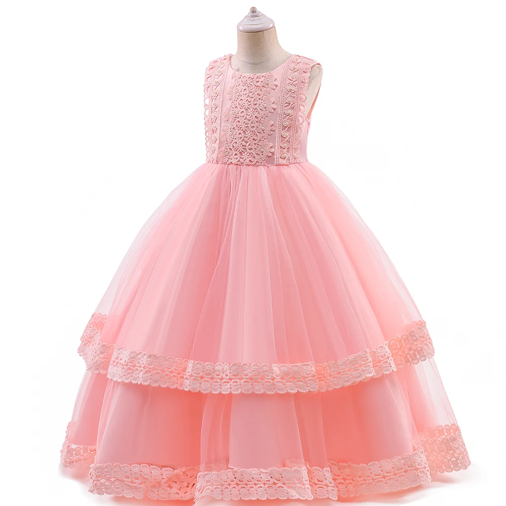 Hot Selling Clothes For Girls Age 13 Big Girl Frock Kids Wedding Party Maxi Dress LP-209, White,pink,blue,champange